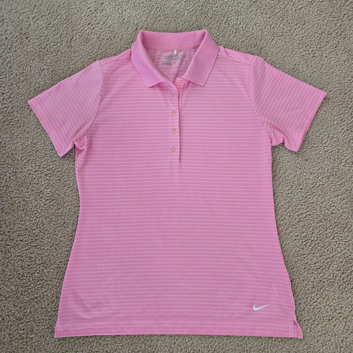 Nike Pro Golf Polo | Medium | Pink With White Stripes