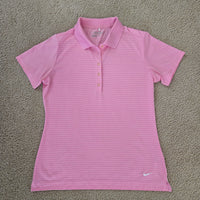 Nike Pro Golf Polo | Medium | Pink With White Stripes