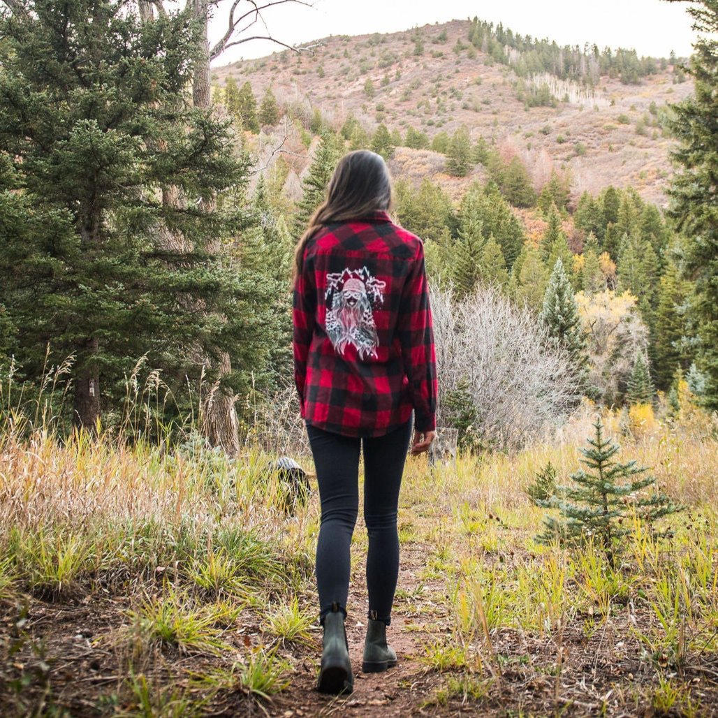 NEW Ski Girl Buffalo Plaid Button Down Shirt - Women's