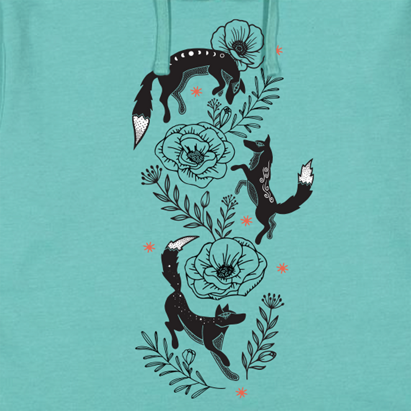 Fox Flowers Everywhere Hoodie - Preorder