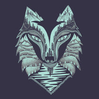 Wolf Flowy T-Shirt With Rolled Cuffs | Teal & Midnight Blue