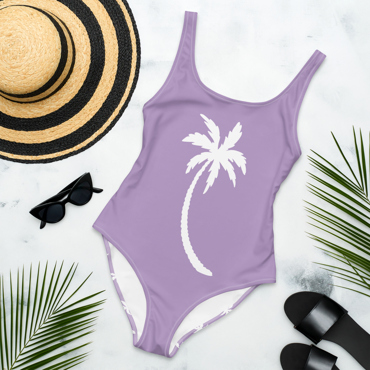 Lilac Palms One-Piece Swimsuit