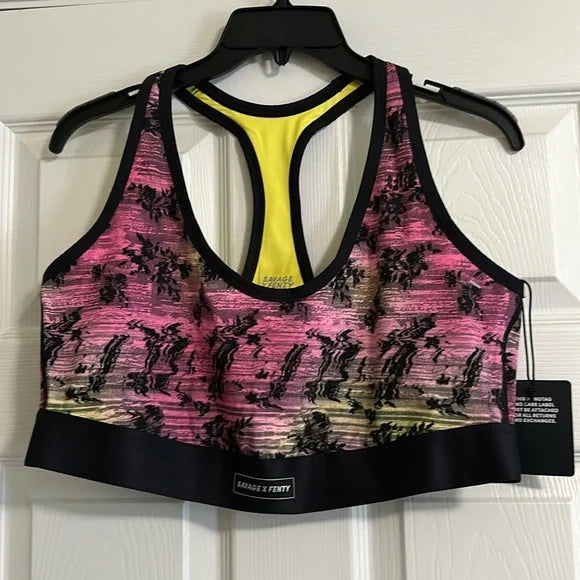 Savage X Fenty Lineup Low-Impact Sports Bra Pink Palace Slowburn Lace - Size 2X