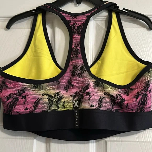 Savage X Fenty Lineup Low-Impact Sports Bra Pink Palace Slowburn Lace - Size 2X