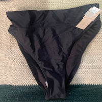 Indigo Sky High Waisted Bikini Bottom, Size Large, Black