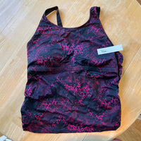 Skirt Sports Swim Tankini Top - PInk Leopard - 2X - New With Tags
