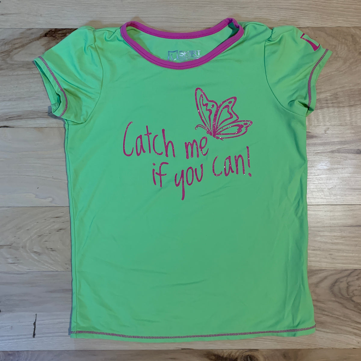 Skirt Sports Kids Catch Me If You Can Tee - Lime - Medium Girls 7/8