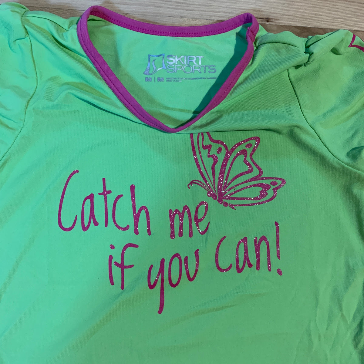 Skirt Sports Kids Catch Me If You Can Tee - Lime - Medium Girls 7/8