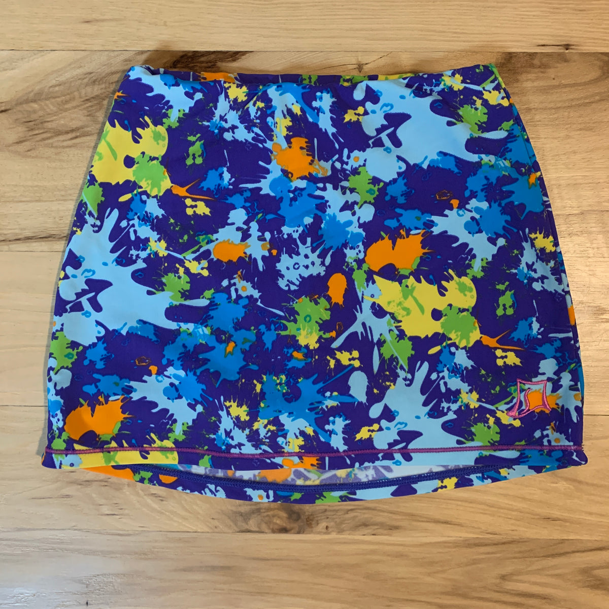 Skirt Sports Kids Skirt with Shorties - Blue Splatter - Small Girls 6/6x