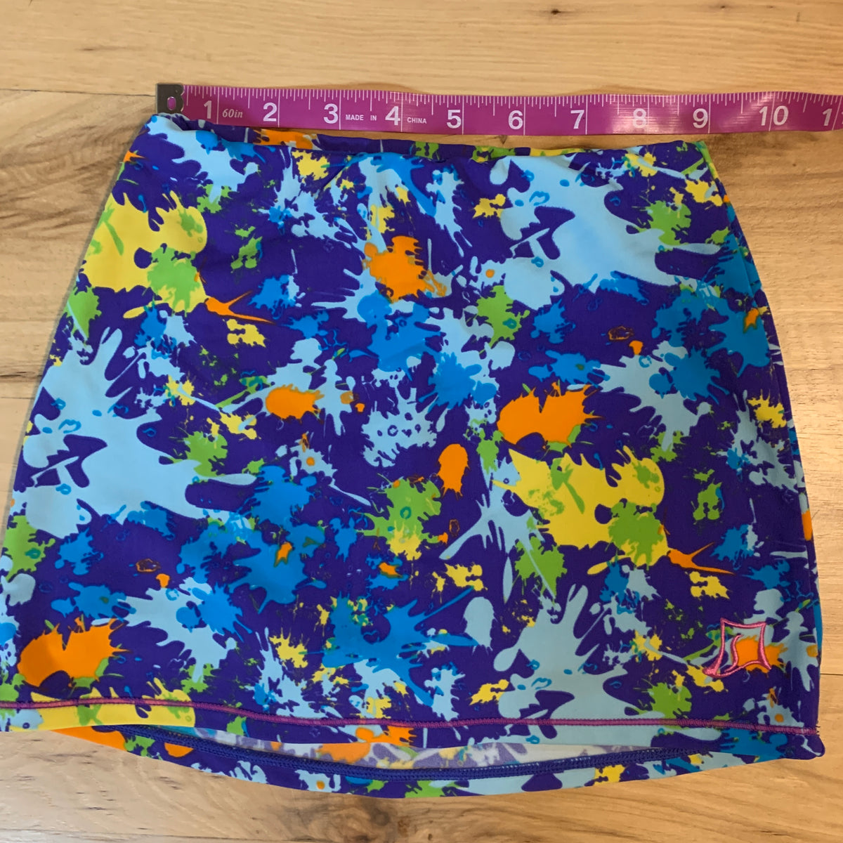 Skirt Sports Kids Skirt with Shorties - Blue Splatter - Small Girls 6/6x