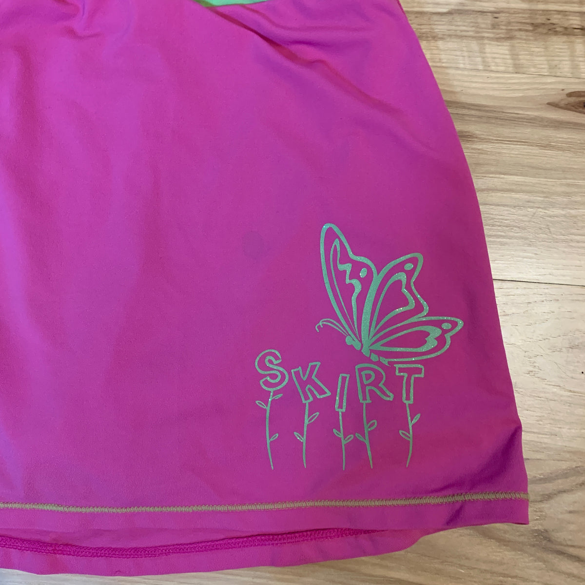 Skirt Sports Kids Skirt with Shorties - Pink & Green - Small Girls 6/6x