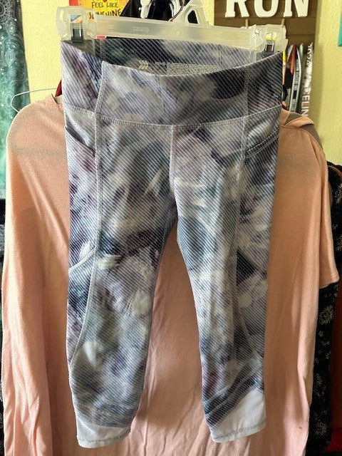 Little Girls All In Motion Performance Athletic Leggings Size XS (4/5) White/Purple/Blue Multi Color with POCKETS