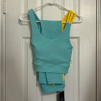 Move Theology - NWT Teal & Yellow Athletic Set Leggings and Sports Bra - Medium