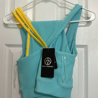 Move Theology - NWT Teal & Yellow Athletic Set Leggings and Sports Bra - Medium