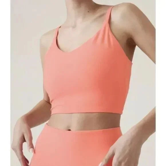 NWT Athleta Elation V-Neck Crop D-DD In Coral 2X